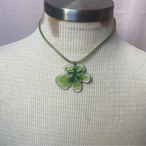 Y2K Green Retro Flower Necklace with Jelly Chain Lizzie McGuire Inspired Choker